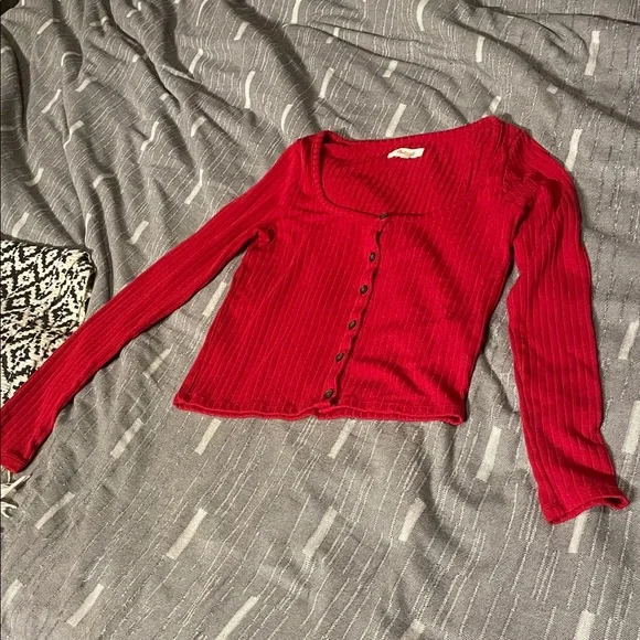 Madewell Red Button Down Shirt - Picture 1 of 2